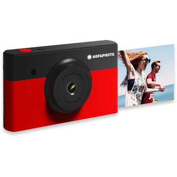 AgfaPhoto Realipix Mini S 10MP Instant Print Digital Photo Camera red and black front view